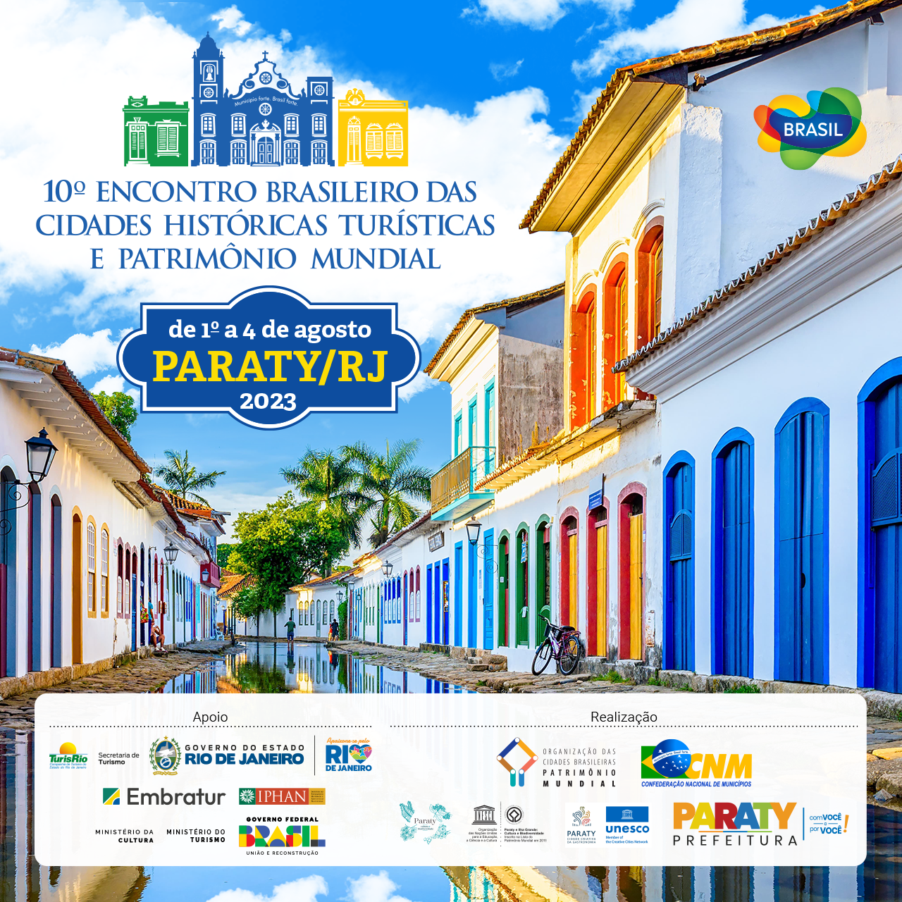 Inscrições abertas para o 10º Encontro Brasileiro das Cidades Históricas, Turísticas e Patrimônio Mundial